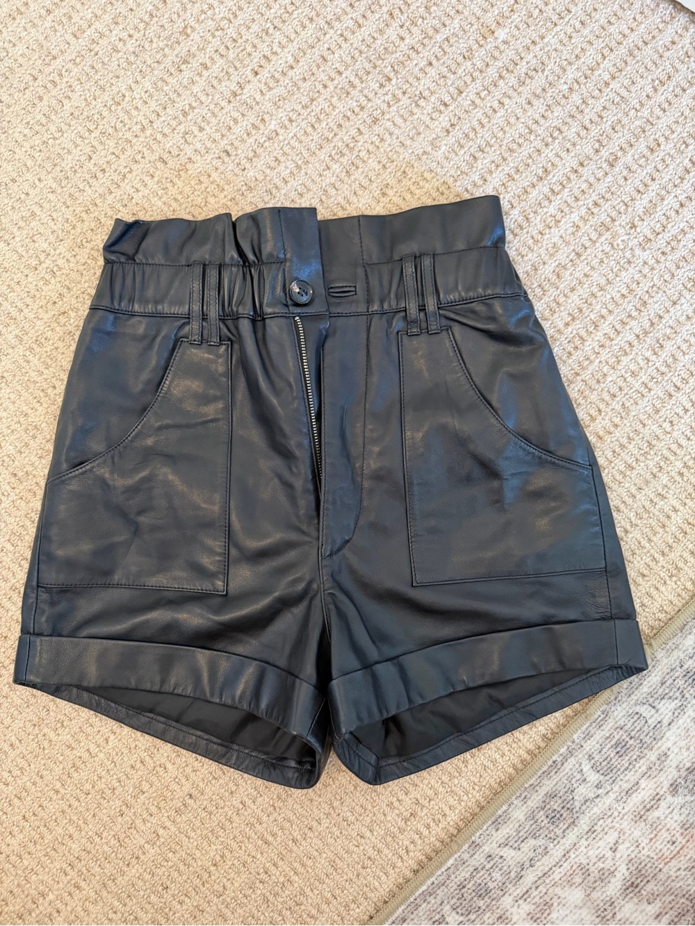 ba&sh NWOT Kate Black High-Waisted Leather Shorts
